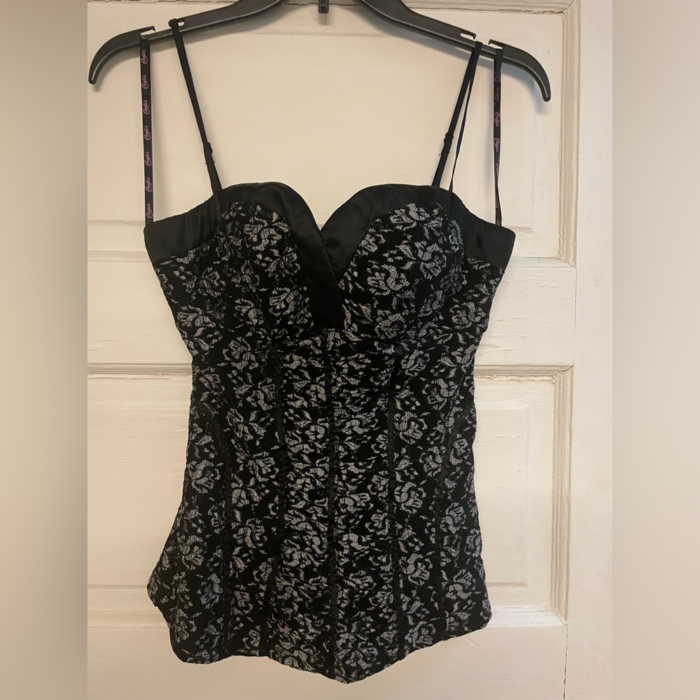 Candie's Black and Gray Floral Tank Top